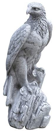 gartendekoparadies.de Mächtiger Adler, Steinfigur, H. 50 cm, 14 kg, frostsicher aus Steinguss für Außenbereich (Grau)