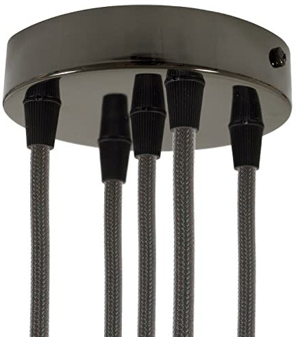 creative cables Kit rosone cilindrico in Metallo a 5 Fori - Conico, Nero Perla