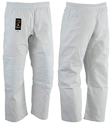 Playwell Arts Martiaux Judo Pantalon Blanc Blanchie - (Double Rembourré Genoux) - 9oz - Blanc