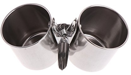 Ocobudbxw Bird Cage,Birdcage Bird Water Feeder Dishes Food Bowl for Cage Coop Cups Clip on Perches Parrot Stainless Steel Birdcage Bowls with Clamp