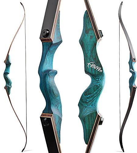 SHARROW 60 Zoll Bogenschießen Takedown Recurve Bogen und Pfeile Set Traditioneller Jagdbogen Erwachsener Holz Bogen Griff 20-60lbs Longbogen für Rechtshand Bogensport (30lbs, Blau)
