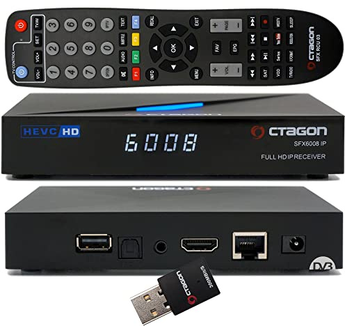 OCTAGON SFX6008 IP WL Full HD H.265 HEVC, E2 Linux set-Top Box & Smart Internet TV-mottagare, sats till IP TV-klient support, DLNA, YouTube, webbradio, 300 Mbit WiFi, HDMI