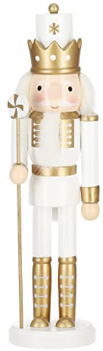 SPRINGOS Figura decorativa Schiaccianoci in legno re con scettro 30,5 cm decorazione natalizia in legno