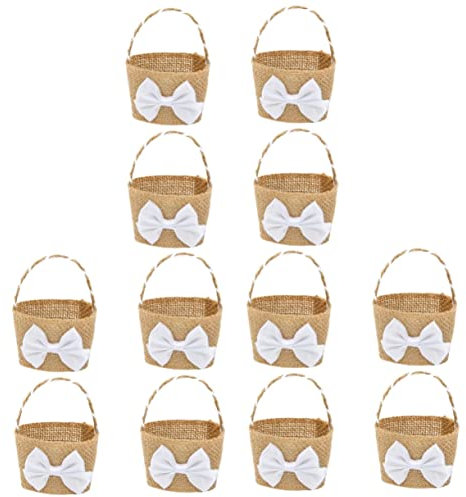 Abaodam 3 Sets Eleganter Sackleinen-süßigkeitenkorb Für Hochzeitsbankett-aufbewahrung Leinenmaterialkorb Geschenkfüllung 4 Stück * 3