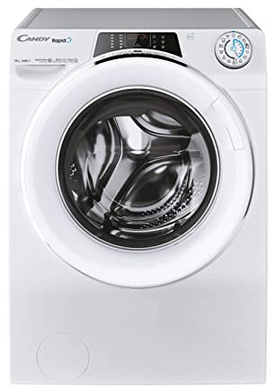 Candy RapidO RO16106DWMCT/1-S Lavadora 10 KG, 1600 RPM, Pantalla Smart Text, Panel Smart Touch, Wi-Fi, Snap & Wash, 16 Ciclos, 9 Rápidos, Motor Inverter Speed Drive, Función Vapor, 78 DB, Blanco