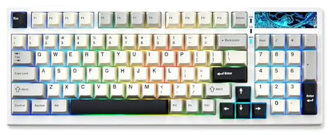 YUNZII YZ98 Gasket Mecánico Teclado 99 Teclas Hot Swappable,BT5.0/2.4G/USB-C Teclado Inalámbrico Juegos NKRO,5-Capas Sonido Pad 98% Layout con RGB Backlit para Linux/Win/Mac(Milk Switch,Blanco)
