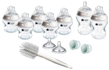 Tommee Tippee Natural Start Newborn Starter Set, 150 ml and 260 ml Anti-Colic Baby Bottles, Medium-Flow, Breast-Like Teats for a Natural Latch, Self-Sterilising, Large