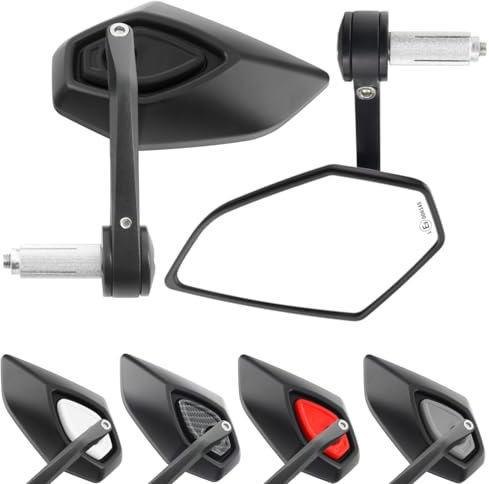 Area1 universal Motorrad Lenkerendenspiegel Rückspiegel Paar e-geprüft für z.B. Duke SMC/R MT07 MT09 MT125 Z900 Z650 Z500 Z125 CMX CB 500 Hornet SV650 GSXS GSF (Schwarz)