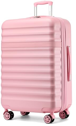 Kono 28 Inch Large Expandable Suitcase Lightweight Luggage ABS+PC Hard Shell Travel Case with 4 Spinner Wheels & TSA Lock (Pink)