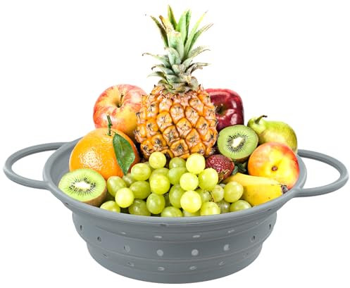 Scolapasta Pieghevole Scolapasta Silicone Scola Pasta da Cucina Colapasta per Lavello Colino da Ccucina per Lavare Frutta e Verdura Drenare Pasta Verdura