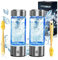 YTYOMUR Wasserstoff Wasserflasche, Hydrogen Water Bottle 450ml Wasserstoff Wasser Generator, Wiederaufladbar Glas-Wasserstoff-Wassermaschine, 3Min Elektrolyse für Büro, Leben (2 Stück mit 2 Bürsten)