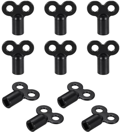 PATIKIL Radiator Valve Keys, 10 Pack Zinc Alloy Square Socket Vent Air Valve Key Wrench Plumbing Bleeder Tool Double Hole for Radiator Heater Faucet, Black