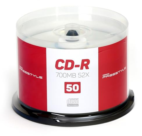 Disques CD-R 700 Mo 52X, Lot de 50 unités, Parfaits pour l'enregistrement de données, la Musique et Le Stockage de Copies de sécurité.