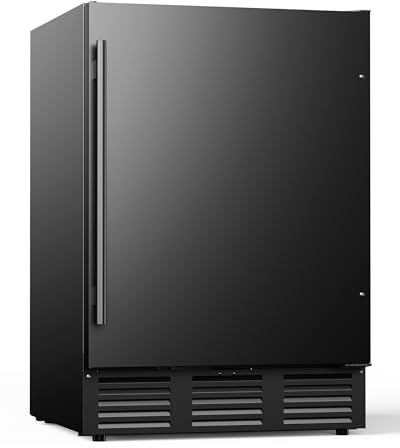 ICEVIVAL 24 Inch Beverage Refrigerator, 180 Can Under Counter Fridge, Stainless Steel Beer Fridge for Built-in & Freestanding, Outdoor Refrigerator for Soda, Beer, Wine (Black)