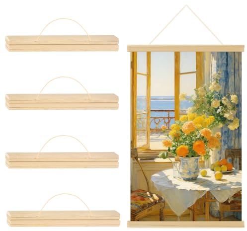 BAIFULAI 4 Stück A3 Posterleiste 31cm, Magnetische Posterschiene aus Holz, Posterleisten, Posterrahmen Poster Aufhänger, Bilderleiste Posterhänger für Poster, Bilderrahmen Kunstwerk, Fotos, Drucke