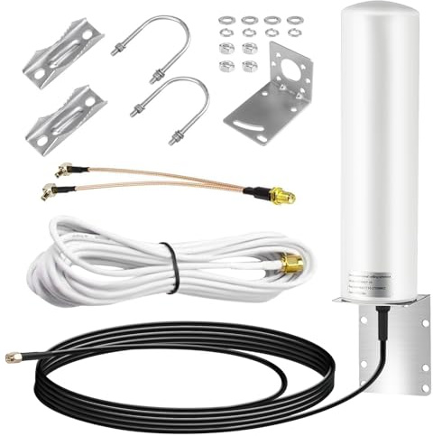4G 5G Antenna LTE Signal Booster Outdoor 12dBi MIMO Omnidirectional 698-2700MHz Antenna for 4G LTE 5G Router Modem, TS9 SMA CRC9 Adapter, Long Range Signal Reception