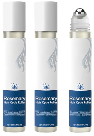 3PCS Rosemary Hair Growth Serum Roll On, Beard & Hair Rosemary Hair Oil Scalp Serum Hair Loss Treatments for Men & Women Fuller HairAppearance, Reduced Hair Fall & Stimulates HairFollicles