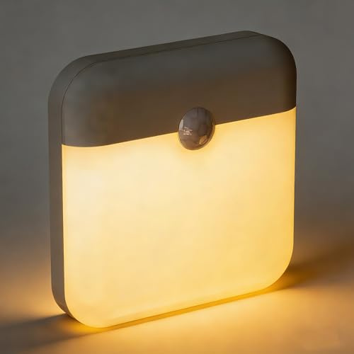 GEU Motion Sensor Light Indoor Rechargeable, LED Night Light with Magnetic Strip, Warm White Stick On Lights for Cupboard, Wardrobe, Stairs, Hallway, Kitchen & Bathroom (USB Powered)