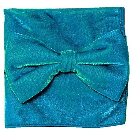 Vesuvio Napoli Bow Tie Handkerchief Set TURQUOISE BLUE VELVET Fabric BowTie Hanky Pocket Square