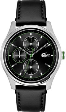 Lacoste Multi Zifferblatt Quarz Uhr für Herren mit Schwarzes Lederarmband - 2011209