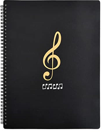 Carpeta para Archivo de Música, ImpermeableCarpeta Partituras Piano File Clef A4 con 60 Bolsillos(120 páginas), Música Documentos Notas Canción Papel, Carpeta de Almacenamiento Música para Músicos (B)