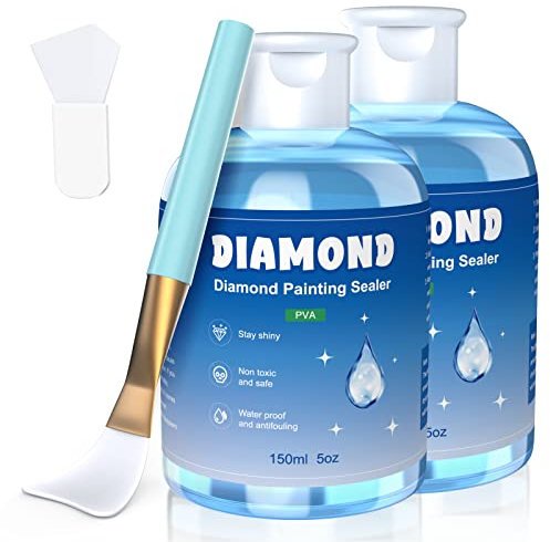 GHHKUD Diamond Painting Versiegelung 300ml - Diamant Painting Zubehör für Strahlend Glitzernde Bilder - Diamond Painting Kleber mit Bürste,Transparente Schutz Versiegelung für Diamond Painting&Puzzle