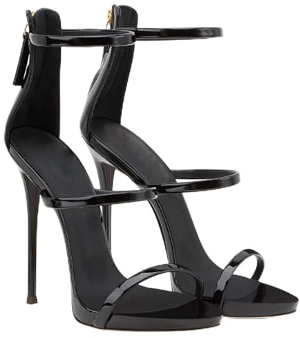 12CM/4.72IN Sexy Tacchi Alti Scarpe Fetish Stiletto Discoteca Pole Dance Festa Nuziale Prom Sandali,Nero,39 EU