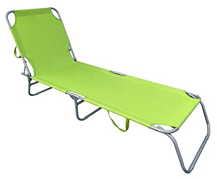 Mojawo Gartenliege Sonnenliege Relaxliege Liege 3-Bein Campingliege klappbar Limegrüne mit Trageschlaufen 186x55x24cm