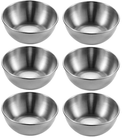 CaiYuanGJ 4 Pièces Coupelles Sauce Rondes Acier Inoxydable, Coupelles Rondes Acier Inoxydable, Bols à Sauce, Bols à Sauce Ronds, Petit bols à sauce, pour Tapas, Sushi, Fruit, Sauce（Couleur argent）
