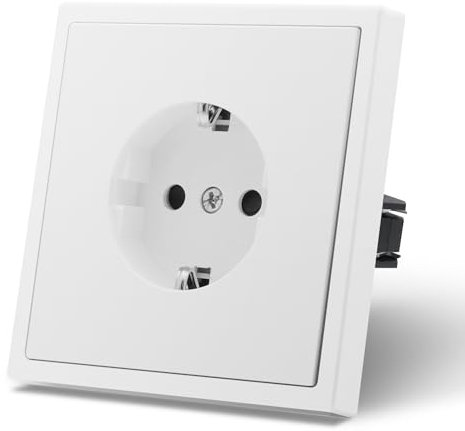 MVAVA Schuko Steckdose EU-Standard, 1 Fach Unterputz Steckdose, 80mm x 80mm Steckdosen, Einfache Installation, 3-Draht Erforderlich, Weiß