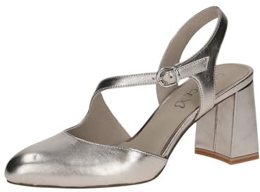 CAPRICE Damen Slingpumps aus Leder mit Trapezabsatz, Beige (Taupe Metallic), 38.5 EU