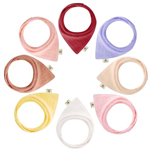 BEBOAN Pañuelo de muselina para bebé, paquete de ocho, pañuelo triangular, babero de color puro, babero para bebé, babero para bebés (niña), Niñas, Talla única