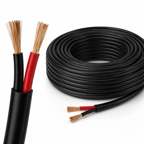 BMF DIRECT Automotive Round Twin 2 Core Cable 12V/24V Thin Wall Wire for Auto Boat 16.5A, 1mm² (10M Coil)