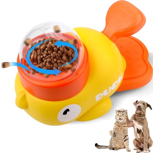 Vibbang Dog Treat Dispenser Toy Interactive, Duck Dog Treat Dispenser, Yellow Duck Slow Feeder, Juguete de alimentación Lenta para Perros para enriquecer y entretener (A)