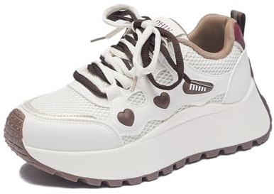 Basket Femme Y2K Antidérapantes Legere Plateforme Chaussure de Marche Mode et Sport Respirant Confort Running Tennis Outdoor Sneakers Marron 39