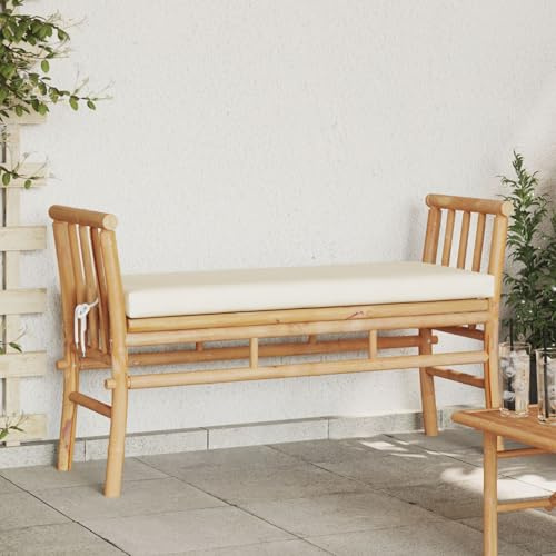 Snsowed Panchina da Giardino con Cuscino da 110 cm in bambù-4108077