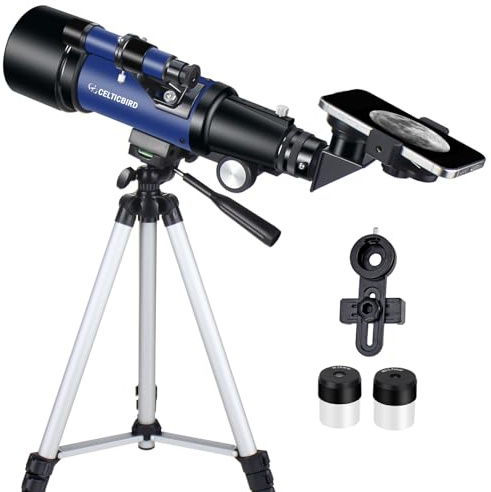 Telescope 70mm Aperture 400mm Astronomical Refracting Telescopes - Travel Telescope with Tripod, Phone Adapter(Ocean Blue)