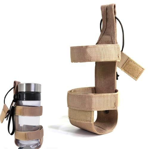 JEYORZY 1 Piezas Bolsa Molle portabidones, Soportes Tácticos para Botellas Molle, Bolsa táctica para botella de agua, Soporte Botella Bicicleta, soporte para botella, para Senderismo, Ciclismo,Caqui