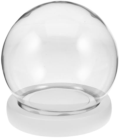 NIYANGLE Cupola di Vetro Rotonda con Base Bianca in EVA Campana di Vetro per Fiori Conservati e Sfere di Neve Espositore Fai da Te per Decorazioni Natalizie e Composizioni Creative