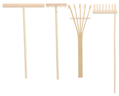 UPKOCH 4pièces Râteau de Sable Zen Mini avec Plateau Bois pour Jardin de Rocaille Outil de Table pour Jardin de Sable Décoration pour Maison et Bureau
