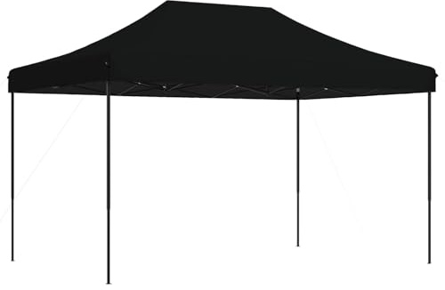 vidaXL Party Tent Folding Black 292 x 440 x 315 cm Oxford Fabric, Garden and Terrace, Modern Event Tent, Pop-Up Canopy, Flexible Height Shelter, Quick Set-Up Outdoor Pavilion, Steel Frame