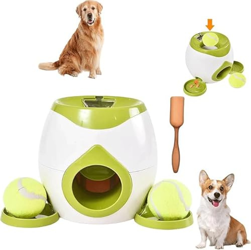 Lanzador de Pelotas para Perros, alimentador automático para Perros, máquina lanzadora de Pelotas para Interiores, Lanzador automático de Pelotas con 2 Tenis, Lanzador de Pelotas