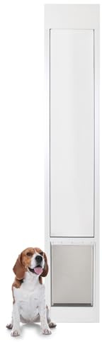 PetSafe 1-Piece Sliding Glass Pet Door for Dogs and Cats - Adjustable Height up to 80 11/16- Large, White, No-Cut DIY Install, Aluminum Patio Panel Insert, Great for Renters or Seasonal Installation