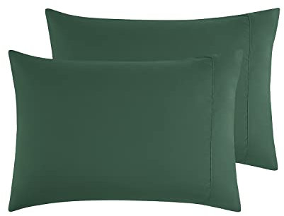 Empyrean Bedding King Size Microfiber Pillowcases, Set of 2, Hunter Green, 40 in x 20 in