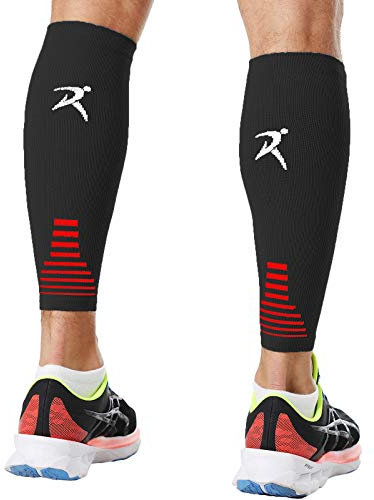 Rymora Calf Compression Sleeves for Men & Women (Ideal for Sports, Running, Shin Splints & More) (One Pair) (Black) (Large) [L]