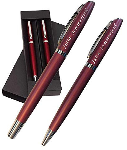 Juwelier Schönschmied - Schreibset als Geschenk mit Gravur & Wunschsymbolen Stift mit Gravur Geschenk-Etui - Drehkugelschreiber & Rollerball (schwarzschreibend) Schreibset 9 PS9