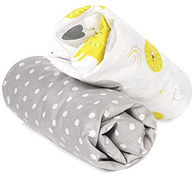 FlyIdeas 2-teiliges Spannbettlaken-Set für Kinderwagen, Stubenwagen & Moseskörbe 75x35 cm – 100% Baumwolle, Weich & Atmungsaktiv – Perfekt für ovale Matratzen