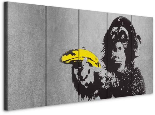 murando Acoustic Canvas Wall Art Banksy Monkey Banana 150x60 cm / 59” x 24” picture with acoustic foam sound absorption print image Artwork 5 pcs room acoustics soundproofing i-C-0110-b-m
