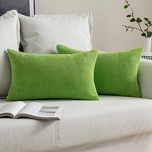 MIULEE 2er Set Kissenbezüge Dekokissen Körnig Dekorativ Kissenbezug Kissenhülle Sofakissen Deko Bezug Weich Zierkissen Kissen für Wohnzimmer Schlafzimmer 40x60cm Apfelgrün