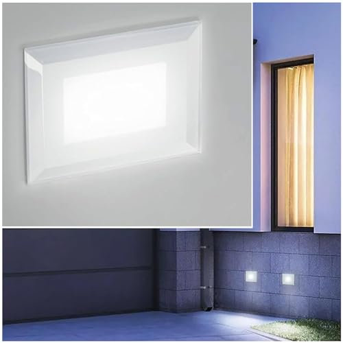 Faretto LED 3W segnapassi vetro IP65 incasso muro scatola 503 luce balcone viale giardino scale gradini 230V (6000K)